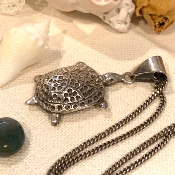 Vintage Sterling Silver Turtle Pendant - Picture 1 of 7
